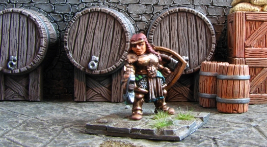 Dwarf defending a row of kegs